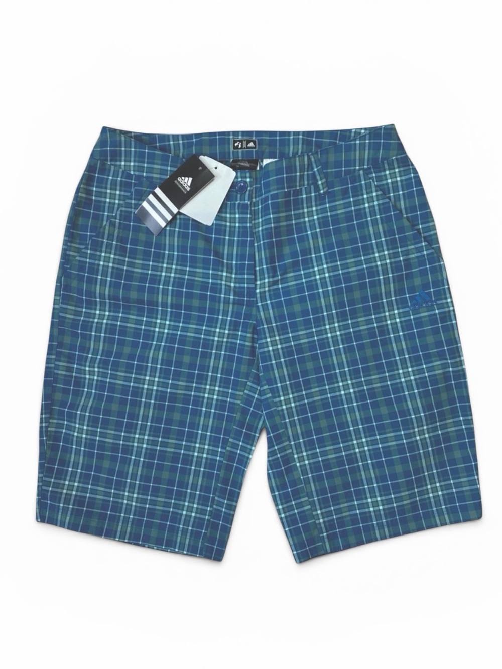Adidas Plaid Flat-front Golf Shorts